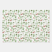 鹿素朴と木の模様 ラッピングペーパーシート (正面)