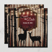 鹿素朴と木の秋/ウィンターウッドランド結婚ズ セーブザデート (正面/裏面)