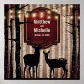 鹿素朴と木の秋/ウィンターウッドランド結婚ズ ポスター (正面)