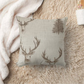 鹿素朴と松の枕 クッション (ブランケット)