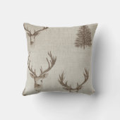 鹿素朴と松の枕 クッション (裏面)
