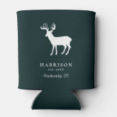 鹿素朴の緑パーソナライズされた 缶クーラー (裏面)