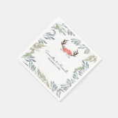 鹿素朴の角と緑，桃 スタンダードカクテルナプキン (角)