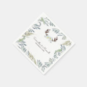 鹿素朴の角と緑、青 スタンダードカクテルナプキン (角)