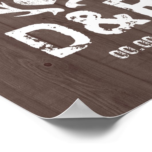 鹿素朴の角の木の木目の結婚ポスター ポスター (角)