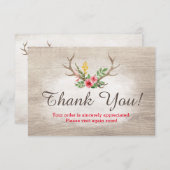 鹿素朴アントラーボヘミアンフローラウッドありがとう サンキューカード (正面/裏面)