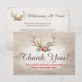 鹿素朴アントラーボヘミアンフローラウッドありがとう サンキューカード (正面/裏面)