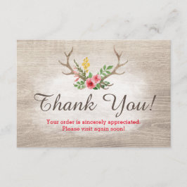 鹿素朴アントラーボヘミアンフローラウッドありがとう サンキューカード
