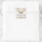 鹿素朴アントラーボヘミアンフローラ水彩木材 スクエアシール (バッグ)