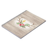 鹿素朴アントラーボヘミアンフローラ水彩木材 ノートブック (左側)