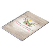 鹿素朴アントラーボヘミアンフローラ水彩木材 ノートブック (左側)