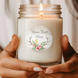 鹿素朴アントラーボヘミアンフローラ水彩木材 ラウンドシール