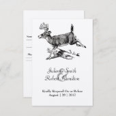 鹿素朴ウッドランドウェディングRSVPカード 出欠カード (正面/裏面)