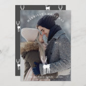 鹿素朴オーバーレイ2枚の写真クリスマスホリデー シーズンカード (正面/裏面)