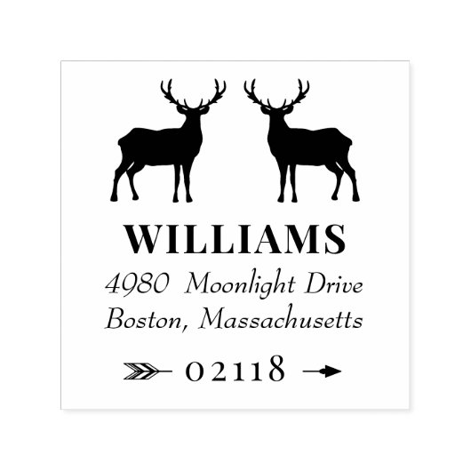 鹿素朴ドルと矢印の名前とアドレス セルフインキングスタンプ (デザイン)