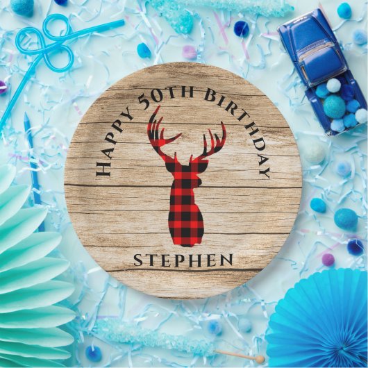 鹿素朴ハンターテーマ50th誕生日パーティー ペーパープレート (パーティー)