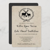 鹿素朴ハートリースクラフト結婚ズ 招待状 (正面/裏面)