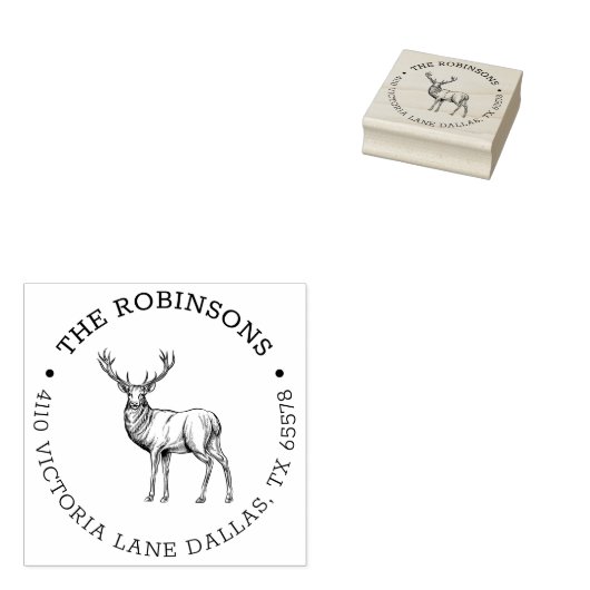 鹿素朴ラウンドファミリー差出人住所 ラバースタンプ (押印)