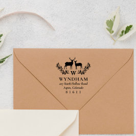 鹿素朴リースモノグラム名アドレス セルフインキングスタンプ