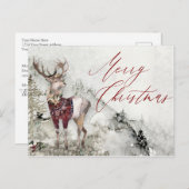 鹿素朴冬の雪景色クリスマス ポストカード (正面/裏面)