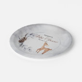 鹿素朴冬フローラベビーシャワー紙プレート ペーパープレート (アングル)