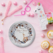 鹿素朴冬フローラベビーシャワー紙プレート ペーパープレート (パーティー)