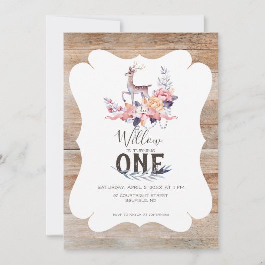 鹿素朴春誕生日 招待状 (正面)