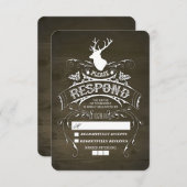 鹿素朴木婚式RSVPカード 出欠カード (正面/裏面)