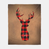 鹿素朴水牛プレイドモノグラム フリースブランケット (正面)