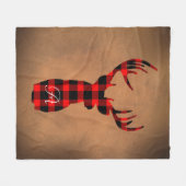 鹿素朴水牛プレイドモノグラム フリースブランケット (正面(横))