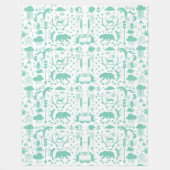 鹿素朴熊キツネフォークアートパターンフリース フリースブランケット (正面)