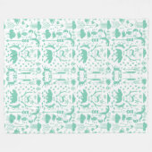 鹿素朴熊キツネフォークアートパターンフリース フリースブランケット (正面(横))