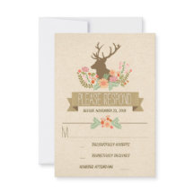 鹿素朴結婚式RSVPカード