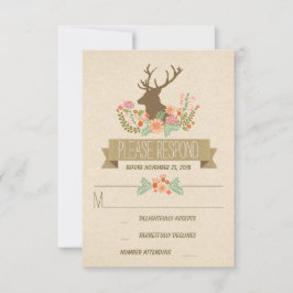 鹿素朴結婚式RSVPカード 出欠カード