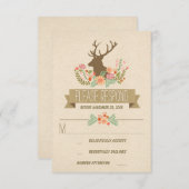 鹿素朴結婚式RSVPカード 出欠カード (正面/裏面)