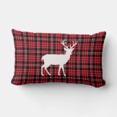 鹿素朴赤と黒の格子模様 ランバークッション (裏面)