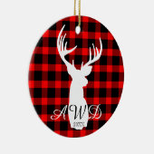 鹿素朴赤バッファロープレイド セラミックオーナメント (右)