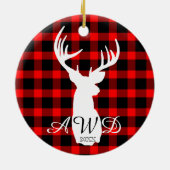 鹿素朴赤バッファロープレイド セラミックオーナメント (裏面)
