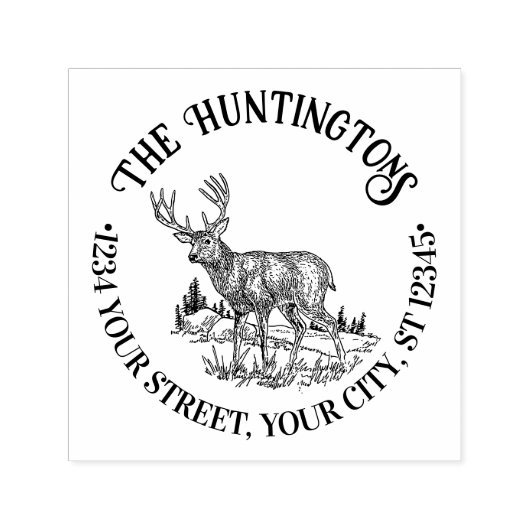 鹿素朴野生ラウンドファミリー名住所 セルフインキングスタンプ (デザイン)