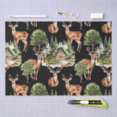 鹿素朴野生動物の水の色ホリデークリスマス 薄葉紙 (クラフト)