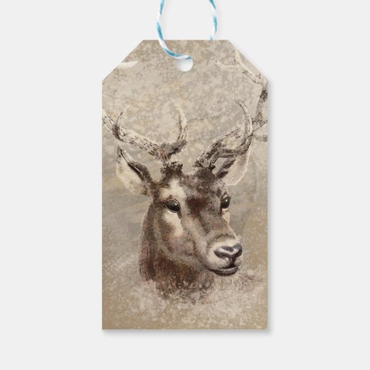 鹿素朴頭の国の結婚式の好意 ギフトタグ (裏面)