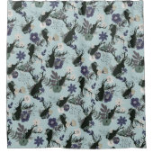 鹿素朴頭ほこりっぽい青フローラトレンディーパターン シャワーカーテン (正面)