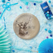 鹿素朴頭カントリー結婚式パーティー ペーパープレート (パーティー)