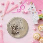 鹿素朴頭カントリー結婚式パーティー ペーパープレート (パーティー)