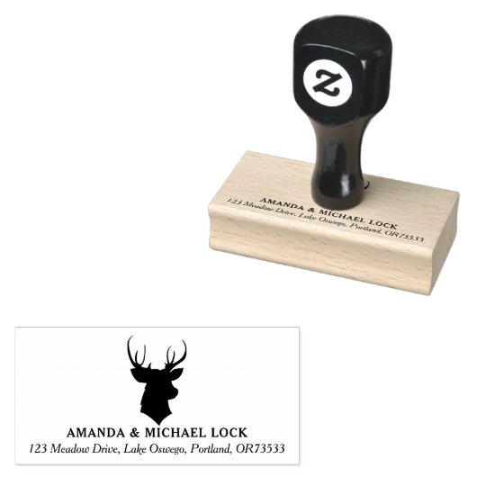 鹿素朴頭スタッグ結婚差出人住所 ラバースタンプ (押印)