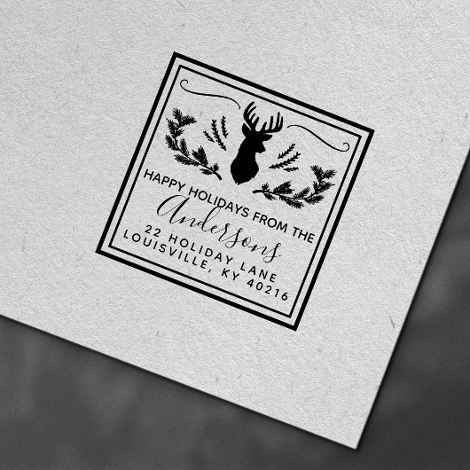 鹿素朴頭パインクリスマス差出人住所 セルフインキングスタンプ