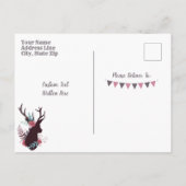 鹿素朴頭マウヴフローラガールベイビーシャワー インビテーションポストカード (裏面)