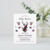 鹿素朴頭マウヴフローラガールベイビーシャワー インビテーションポストカード (スタンド正面)