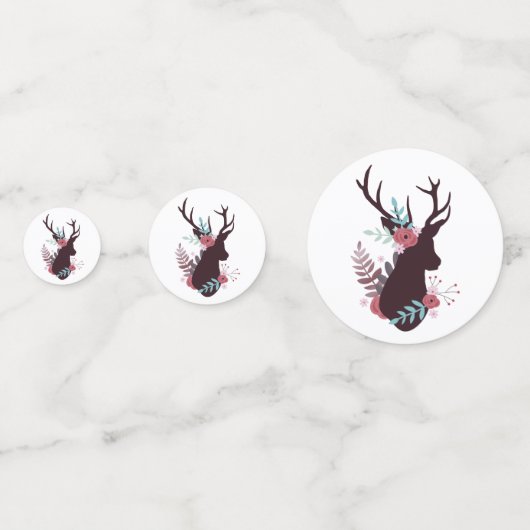 鹿素朴頭マウヴフローラガールベイビーシャワー コンフェッティ (正面)