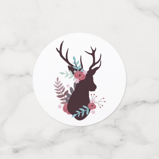 鹿素朴頭マウヴフローラガールベイビーシャワー コンフェッティ (スモール正面)